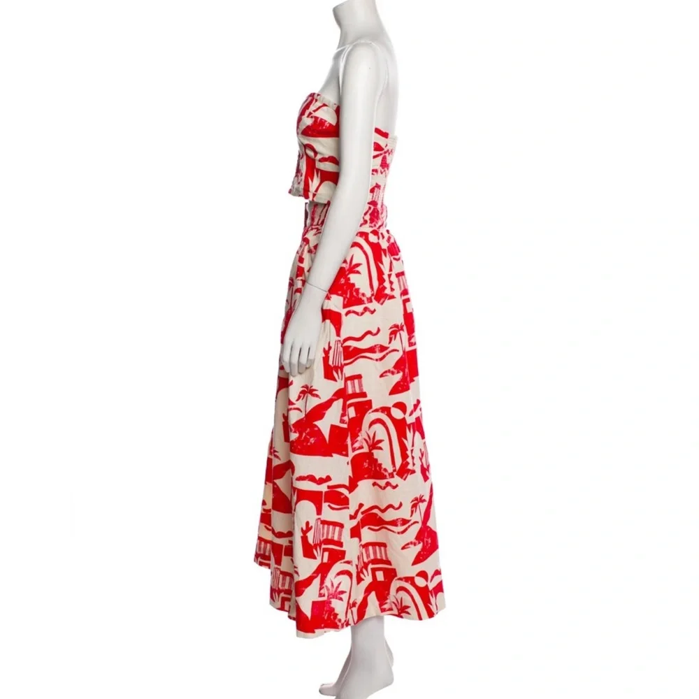 Rare two Piece Mara Hoffman top and skirt red print XS / 0 - Picture 9 of 10